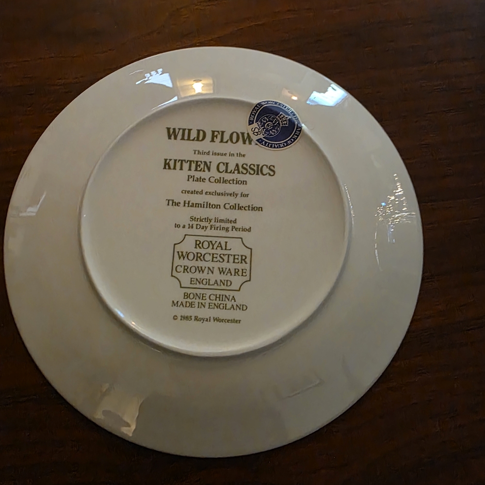 Royal Worcester Cat Design Plate with Gold Rim - Picture 2 of 4